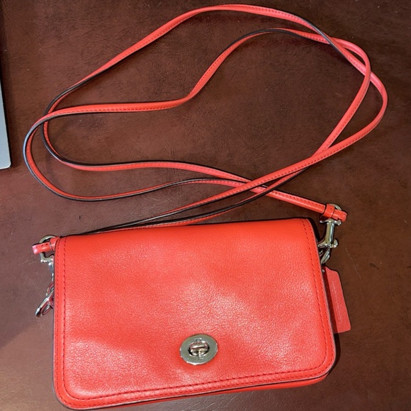 Coach Legacy Penny #19914 Bright Coral Crossbody w/Tassels Turn Lock EUC - Picture 13 of 15